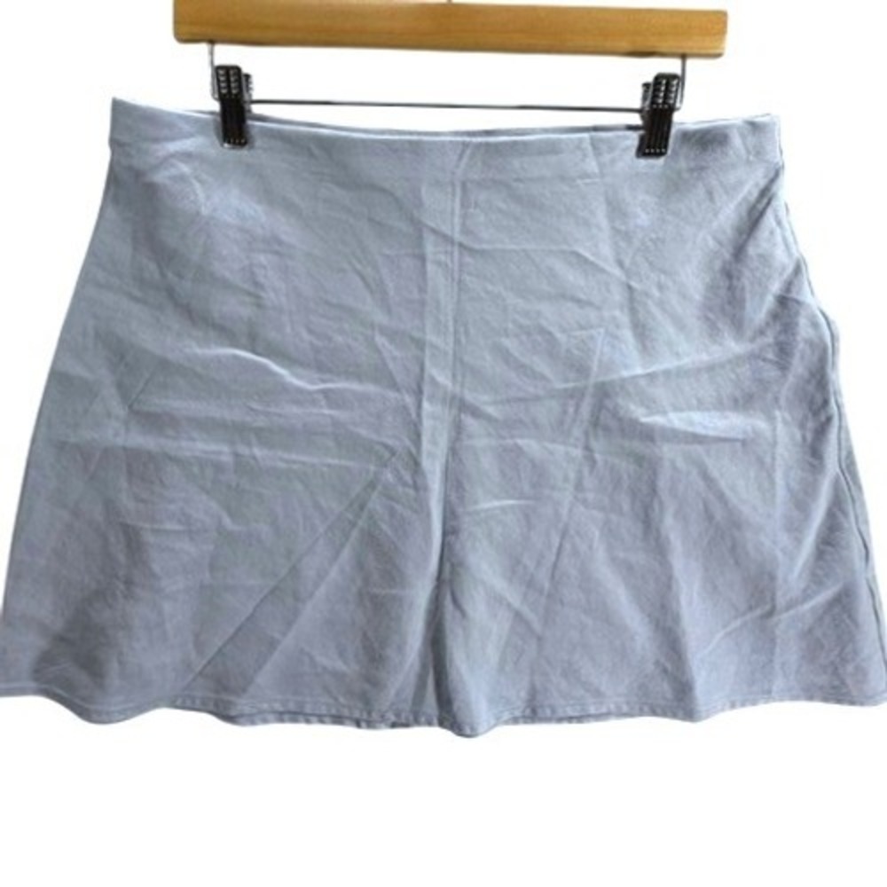 Anthropologie Skirt Women Large Light Blue Linen Blend Mini A-Line NWT